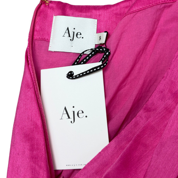NWT Aje Admiration Hot Pink Balloon Sleeve Corset LaceUp Bow Mini Dress‎ US4|AU8 - Picture 11 of 13